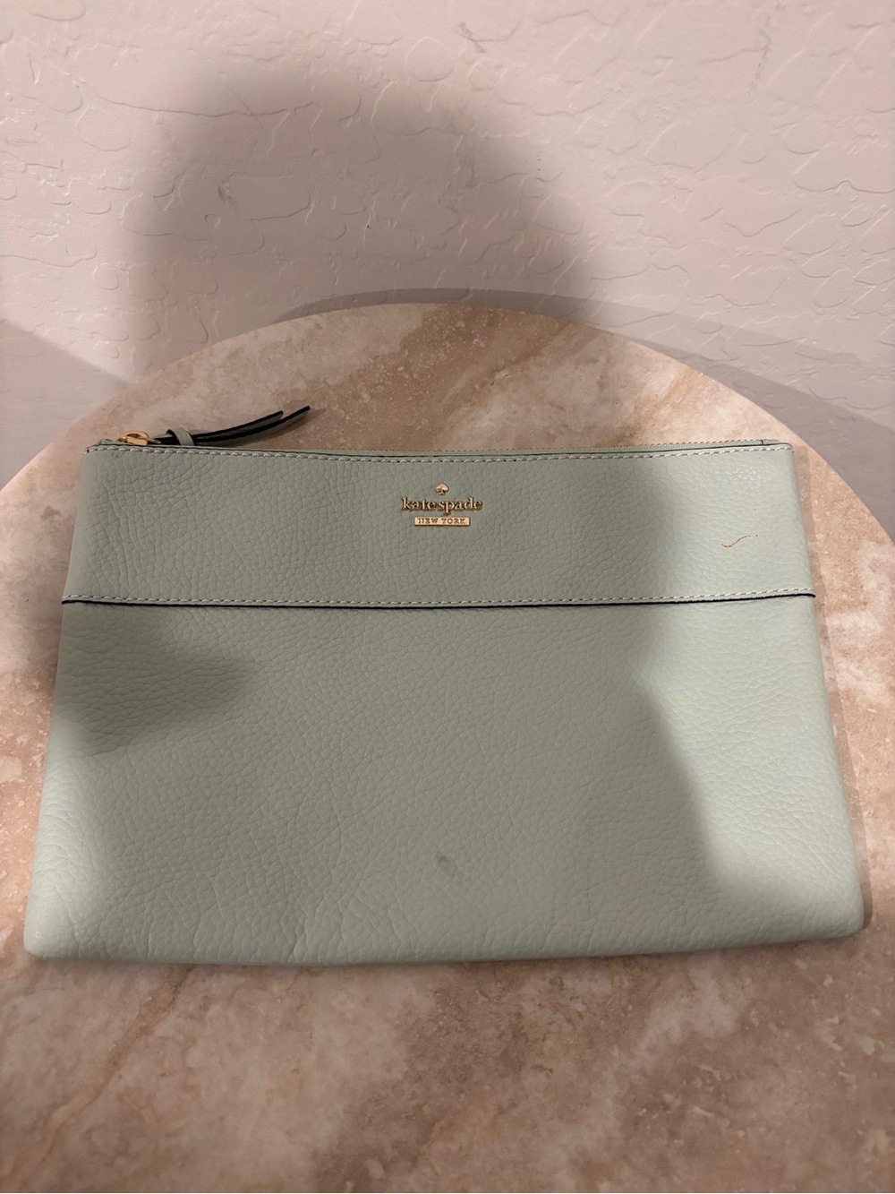 Kate Spade light blue Leather Zip Pouch